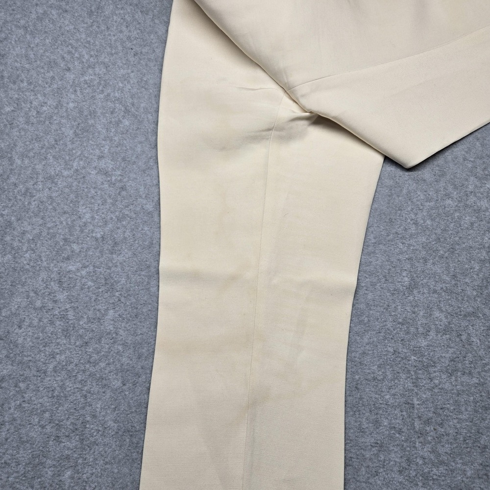 Balenciaga Pants Womens 38 Beige Silk Gabardine Cuffed Zip‎ Ankle Made Italy - Picture 12 of 16